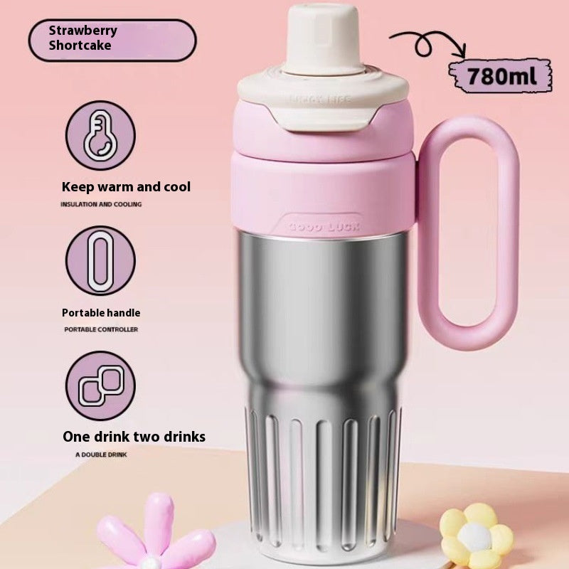RVS thermobeker 780 ml met rietje en deksel - productfoto 3