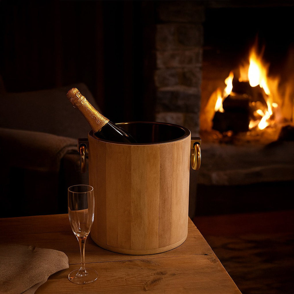 Champagne -emmer in wit goud metaalgoud 25x30x28cm