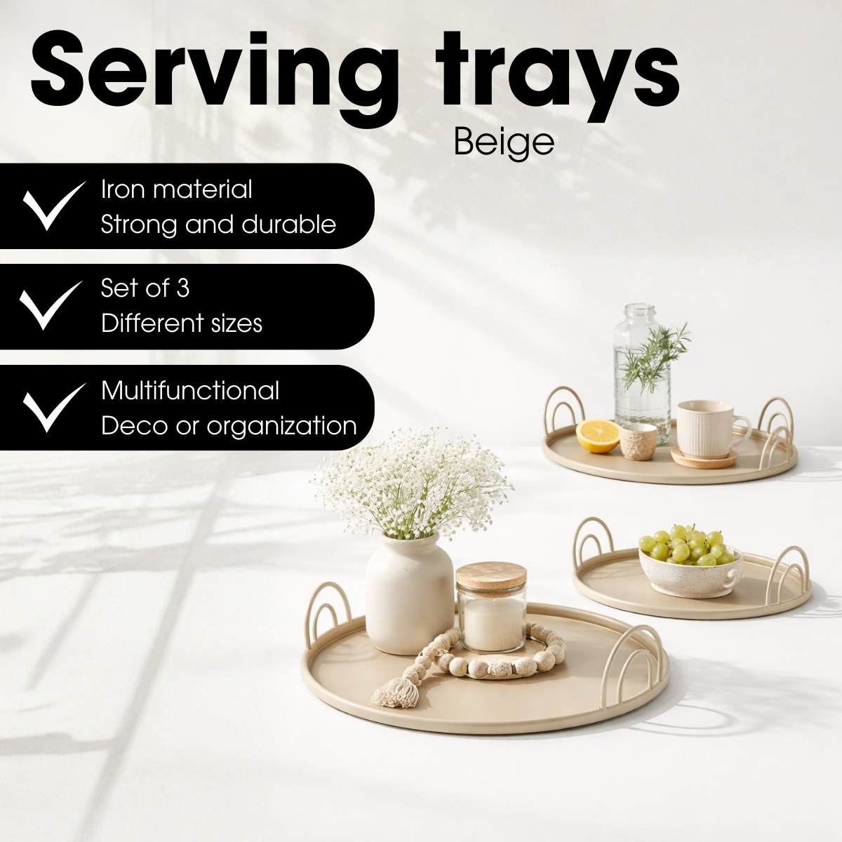 Decoratief dienblad Beige