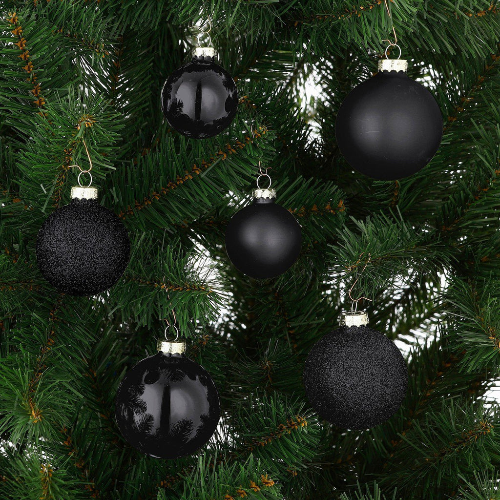 Glazen kerstballen Zwart – set van 26