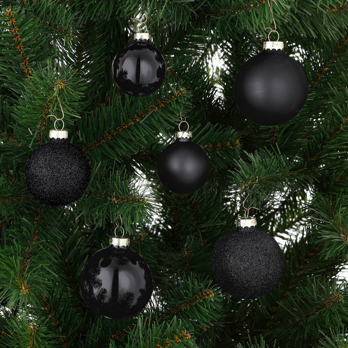 Glazen kerstballen Zwart – set van 26
