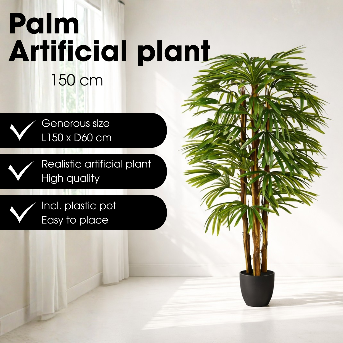 Kunstplant Raphis Palm Groen