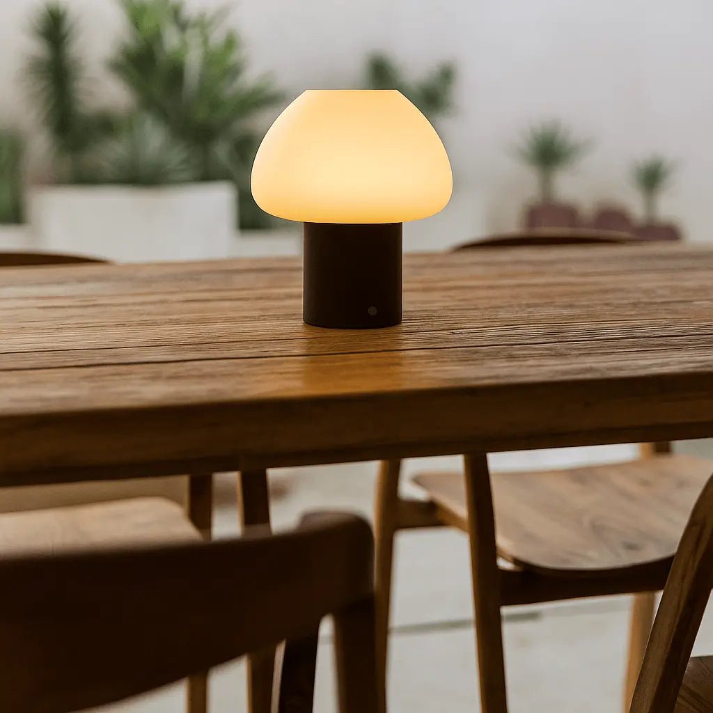 Fynn Donkerbruine Houten Oplaadbare Tafellamp
