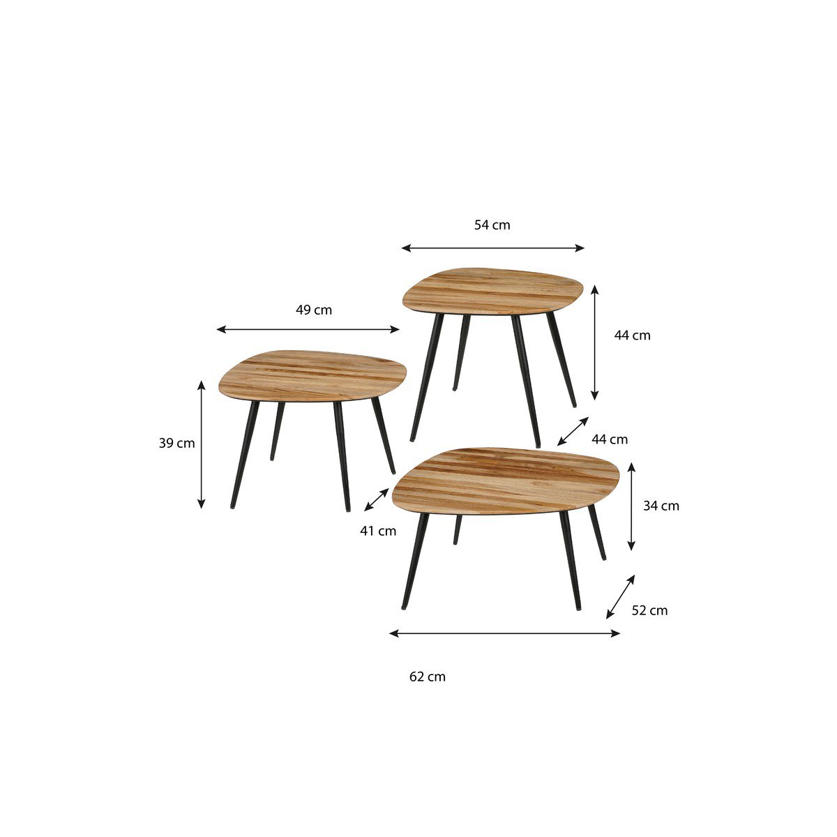 Bijzettafel Jailey Bruin – set van 3 – afbeelding 2 – Liore-Home