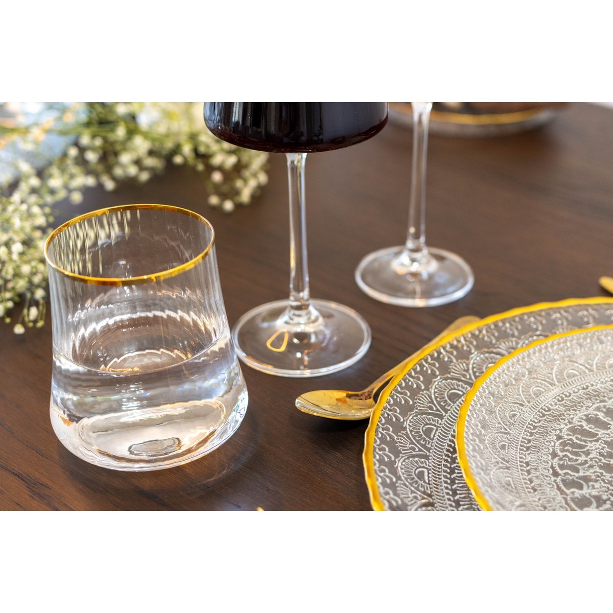 350 ml vergulde randglazen - veel 6