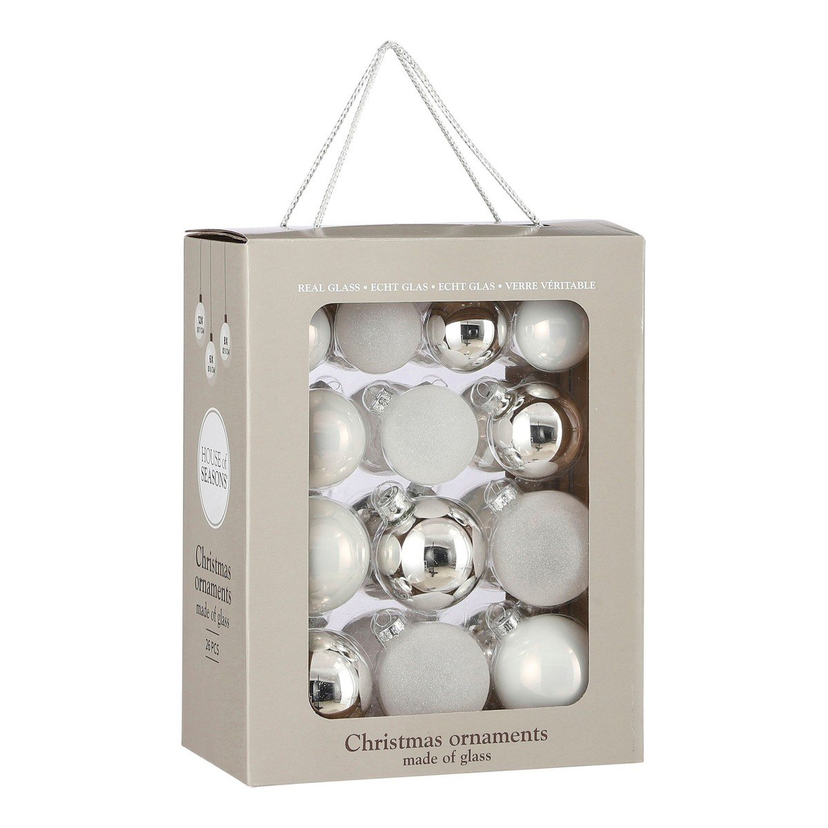 Glazen kerstballen Wit – set van 26