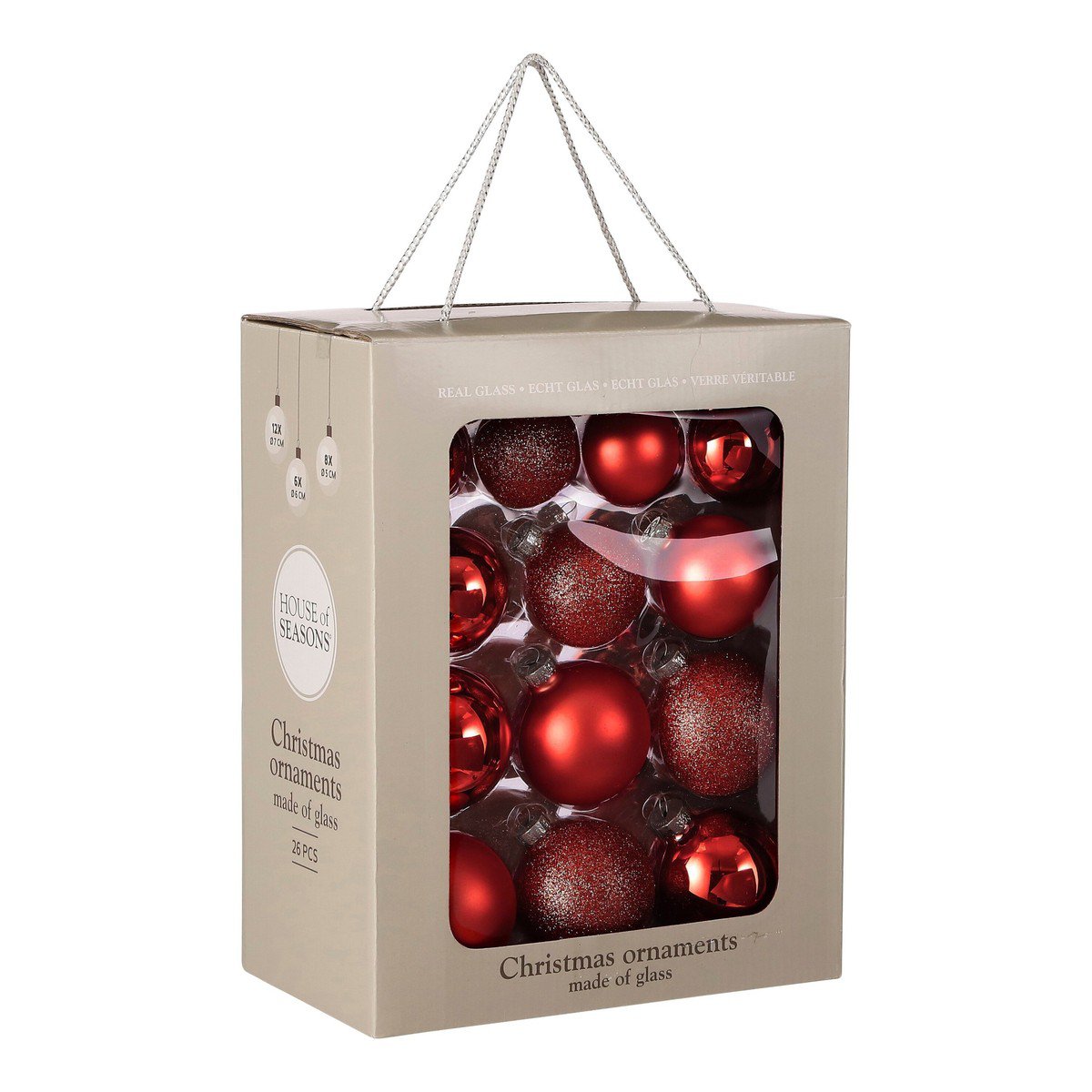 Glazen kerstballen Rood – set van 26