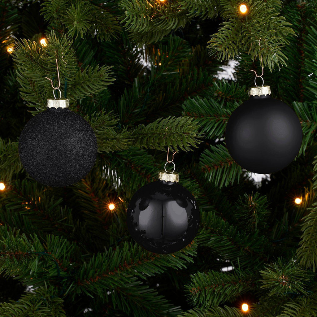 Glazen kerstballen Zwart – set van 26