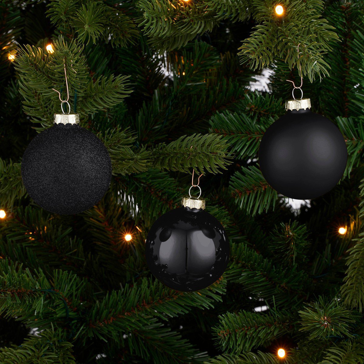 Glazen kerstballen Zwart – set van 26