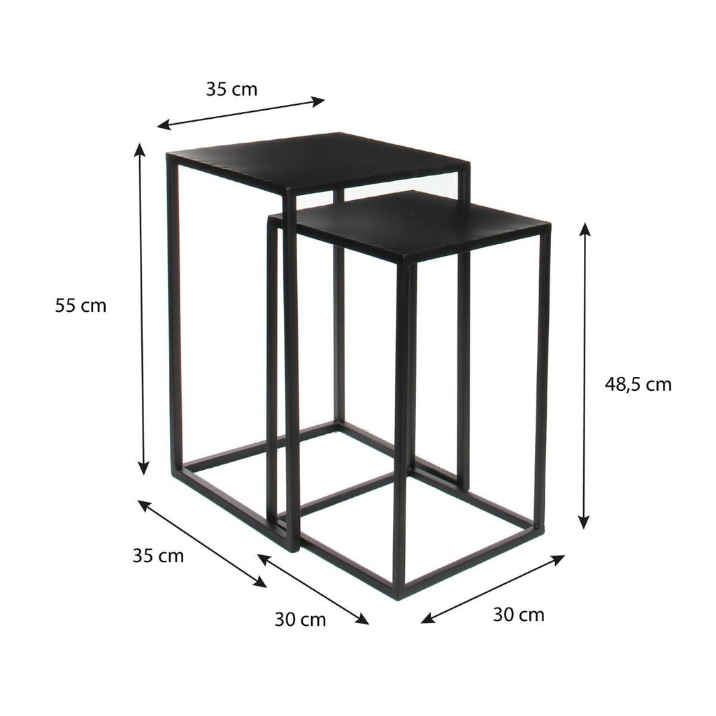 Bijzettafel Goa Zwart – L35 × B35 × H55 cm