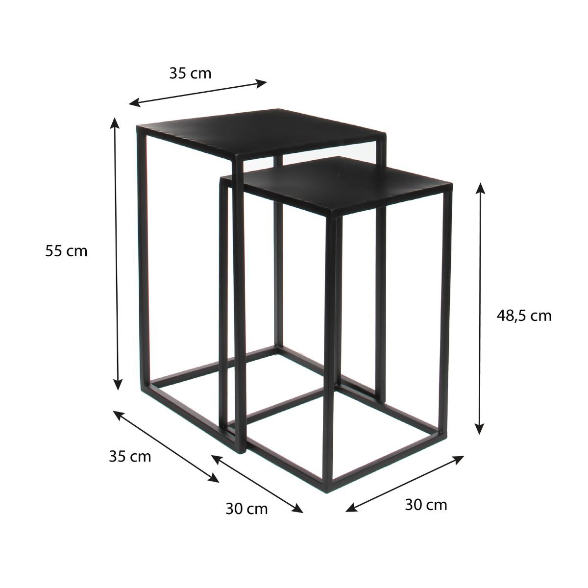 Bijzettafel Goa Zwart – L35 × B35 × H55 cm