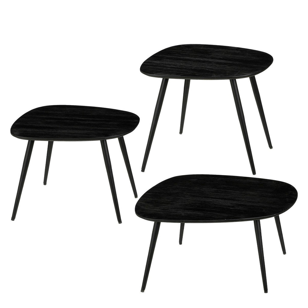 Bijzettafel Jailey Zwart – set van 3