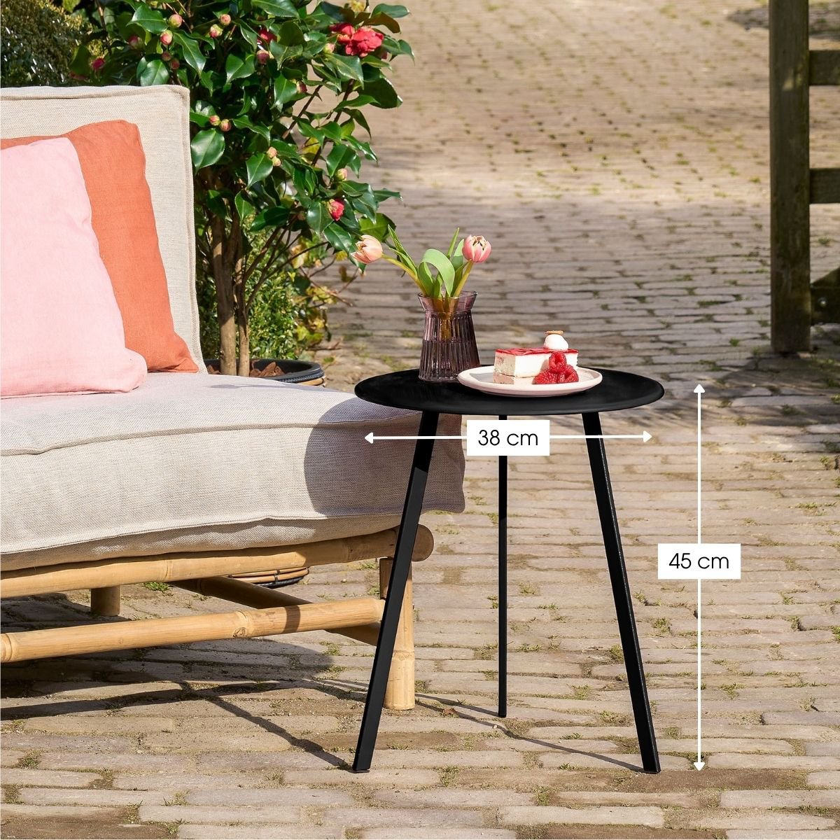 Bijzettafel Seattle Zwart – Ø38 × H45 cm