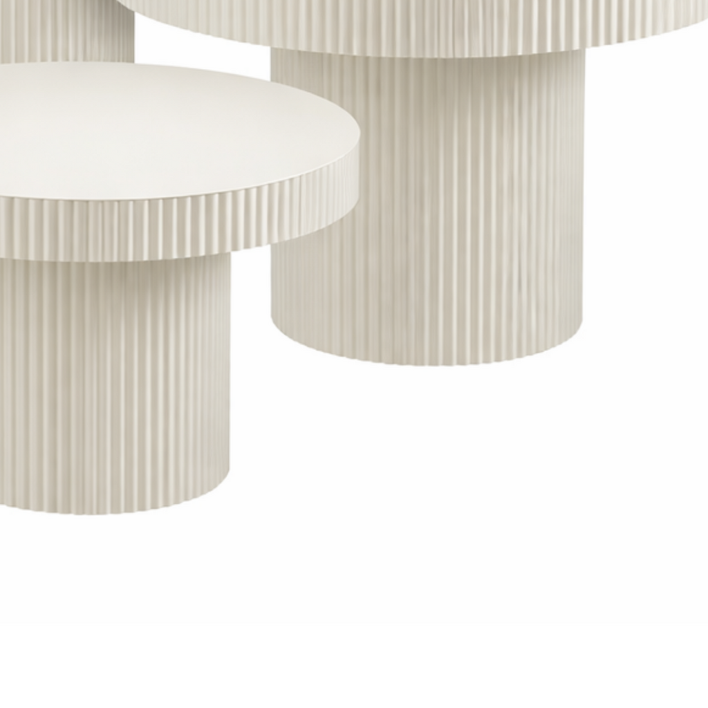 Bijzettafel Lux Gebroken wit – Rond (set van 3)