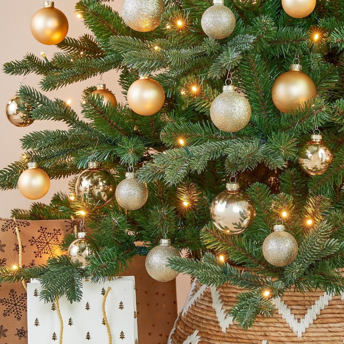 Glazen kerstballen Champagne – set van 26