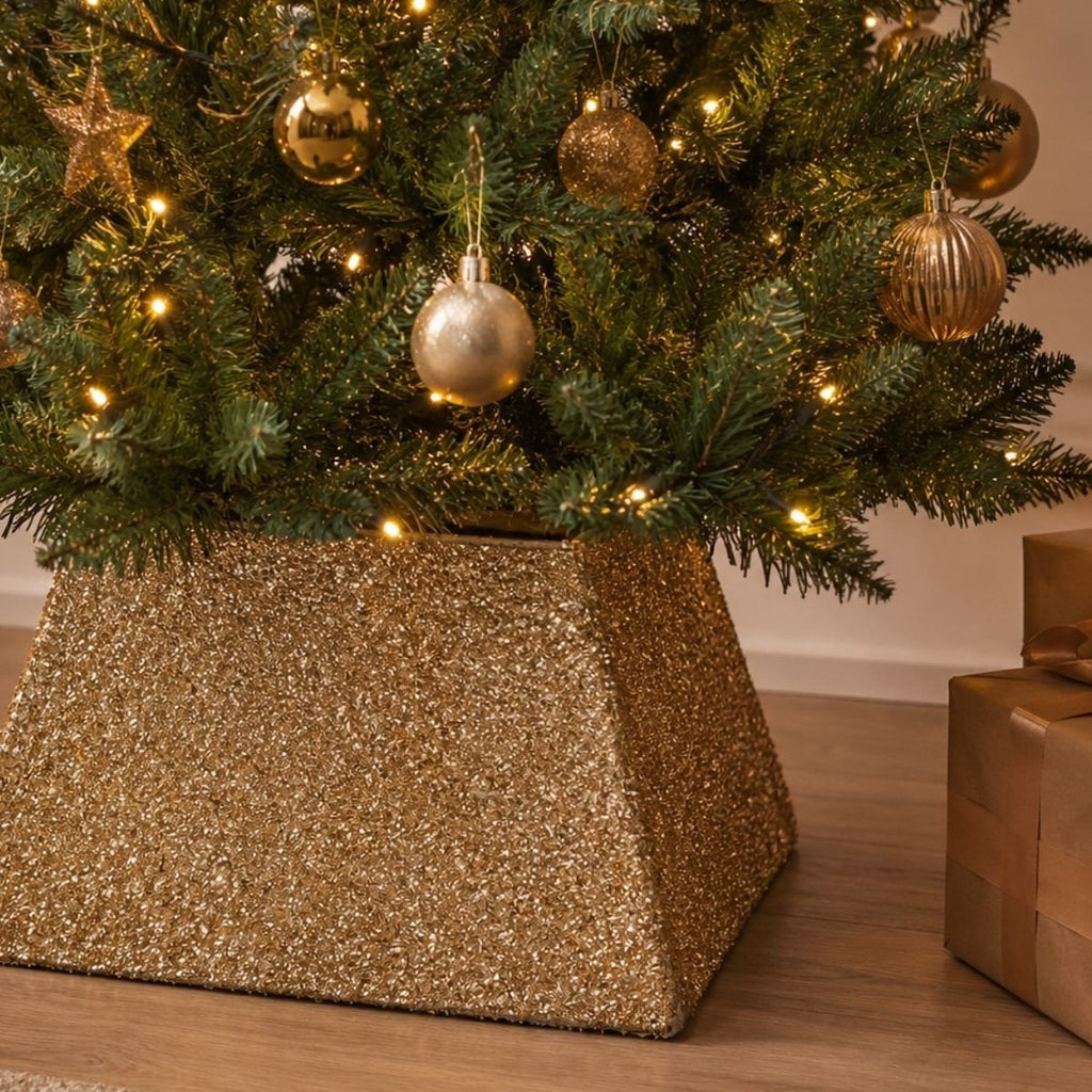 Kerstboomrok Goud – 50 × 50 × 30 cm (Polyester)