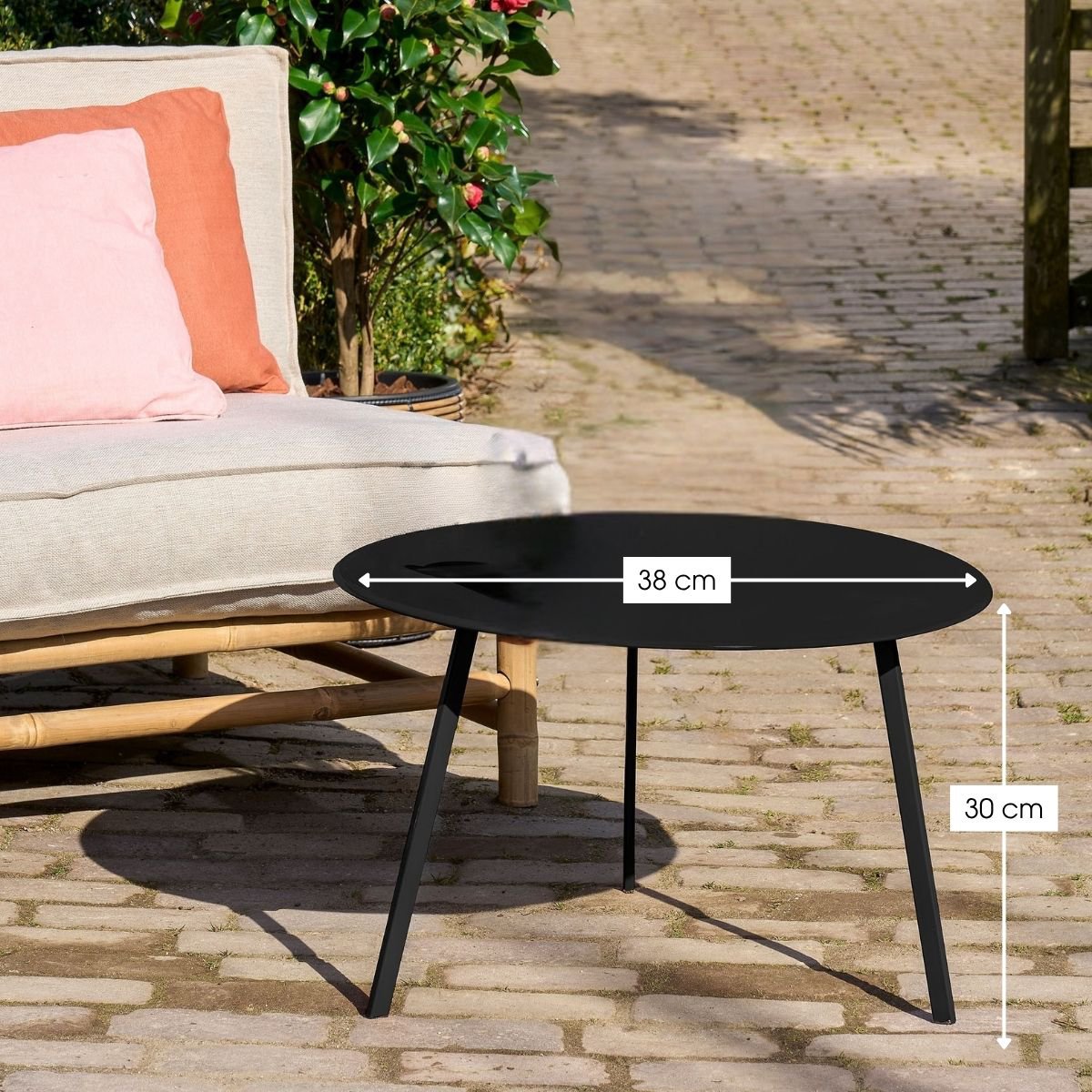 Bijzettafel Seattle Zwart – Ø38 × H30 cm