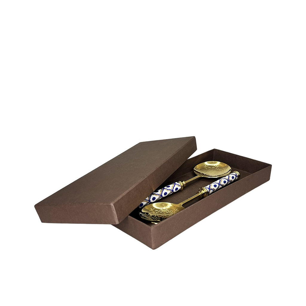 Oosterse saladecouverts in goud en blauw