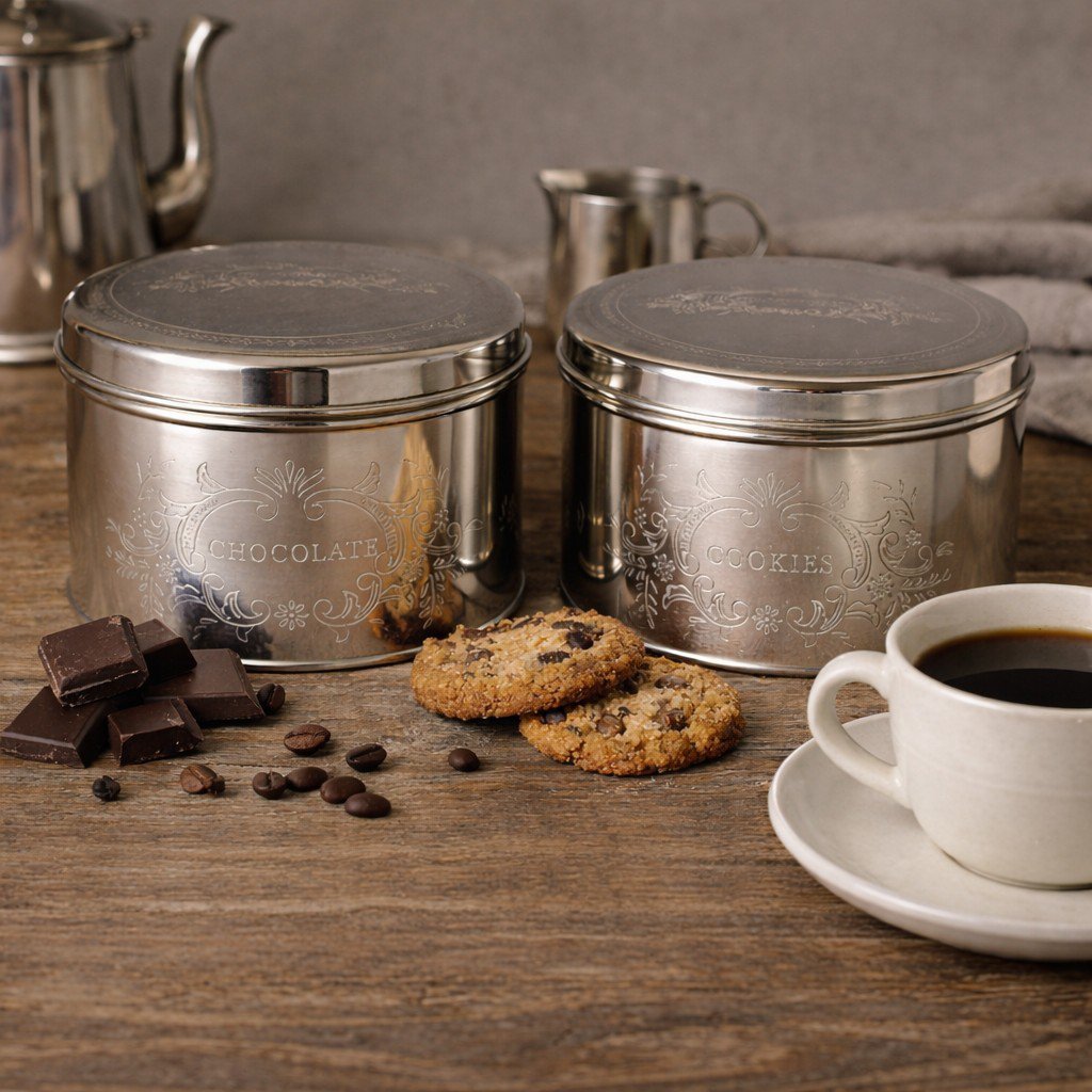 Silver Round Cookie Box 17x17x9cm