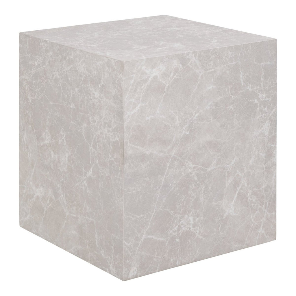 Prague bijzettafel in beige marmerlook, 40 × 40 × 45 cm
