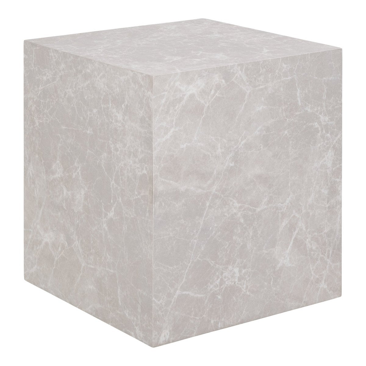 Prague bijzettafel in beige marmerlook, 40 × 40 × 45 cm