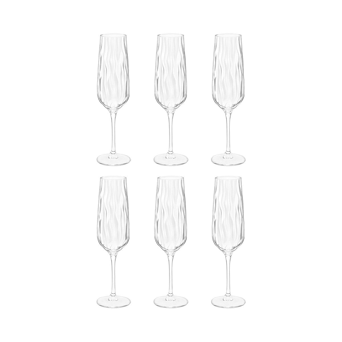 Vage champagne -fluiten - veel van 6