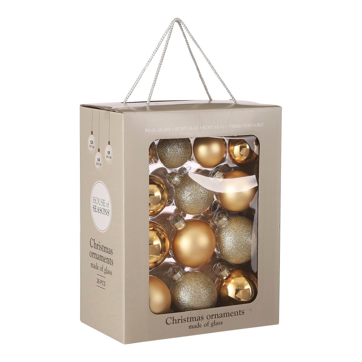 Glazen kerstballen Goud – set van 26