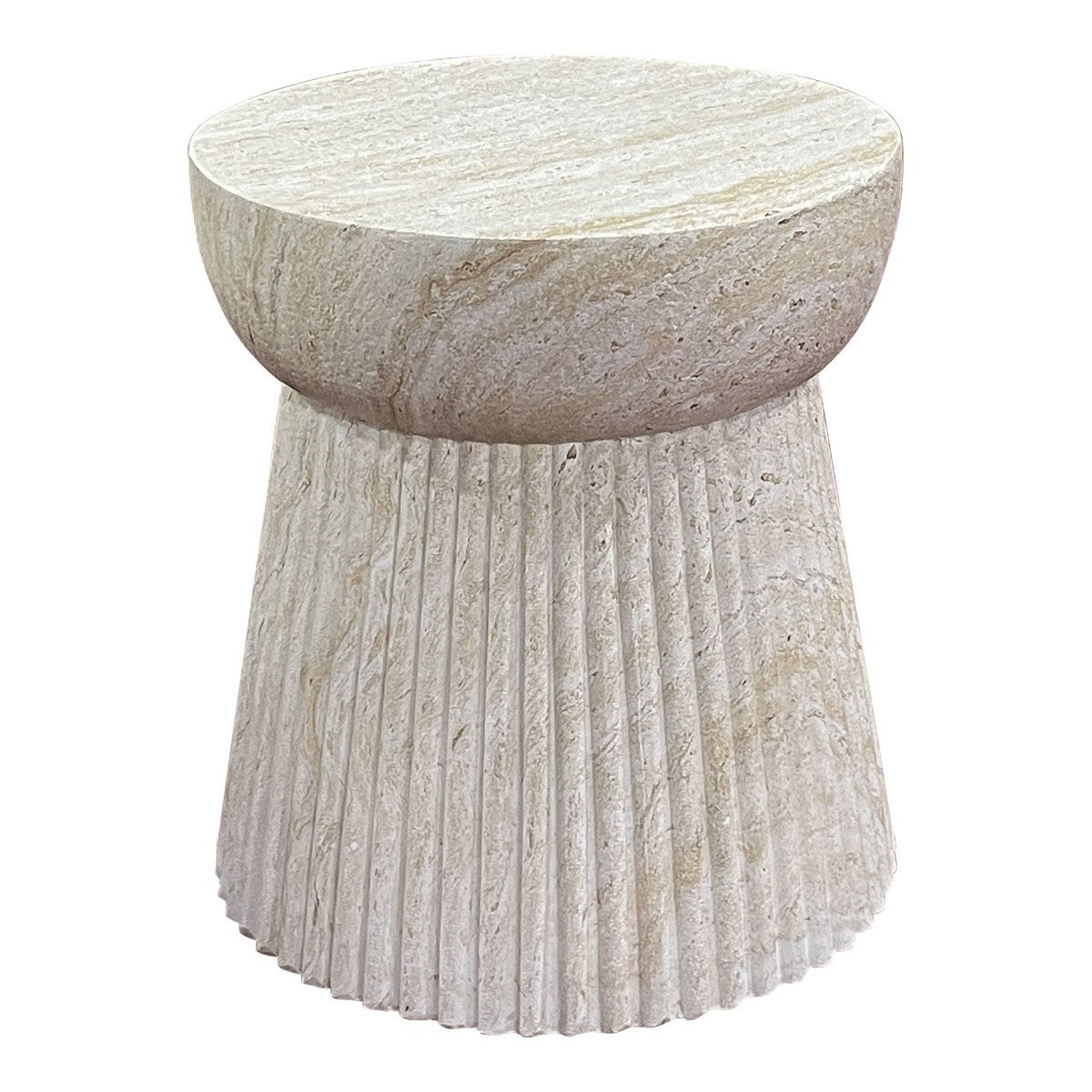 Bonn bijzettafel in naturel met geribbelde structuur, diameter 37 cm