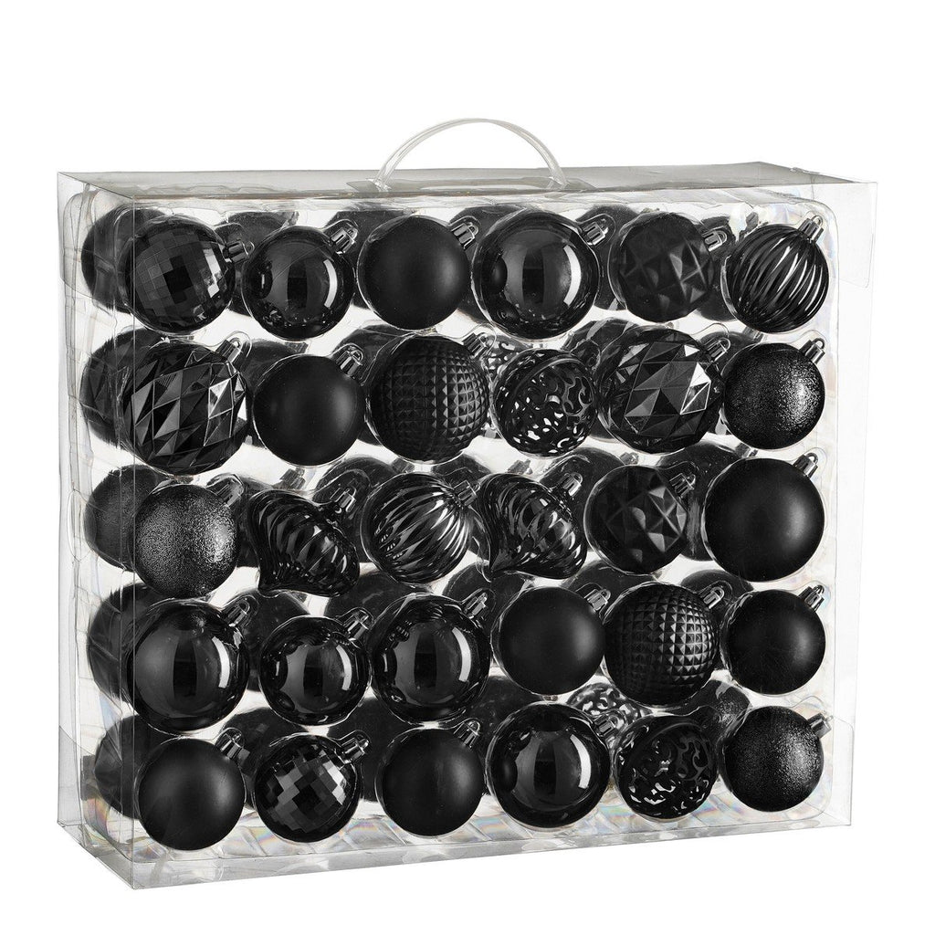 Onbreekbare kerstballen Zwart – set van 60