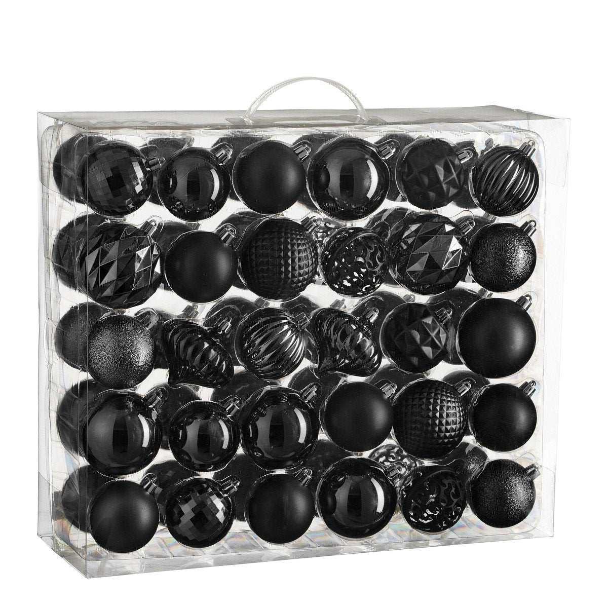 Onbreekbare kerstballen Zwart – set van 60