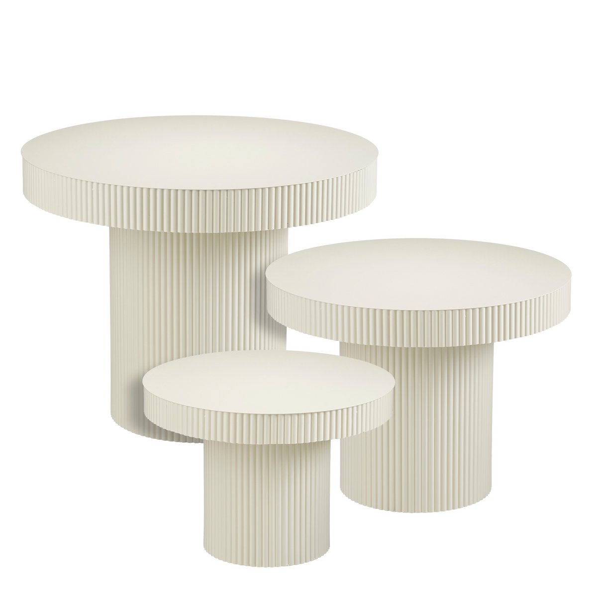 Bijzettafel Lux Gebroken wit – Rond (set van 3)