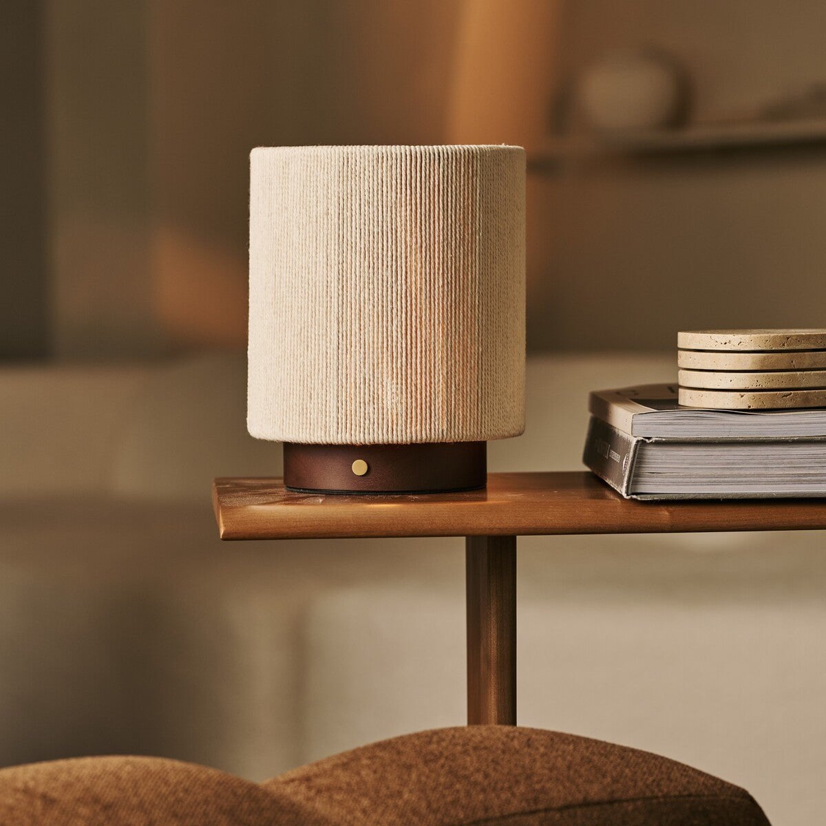 Tafellamp Ivo Donkerbruin – Oplaadbaar Hout