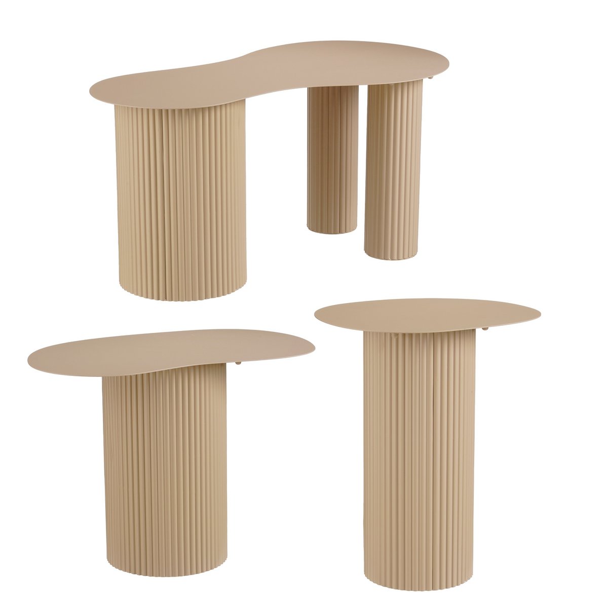 Bijzettafel Lux Lichtbruin – Organisch (set van 3)