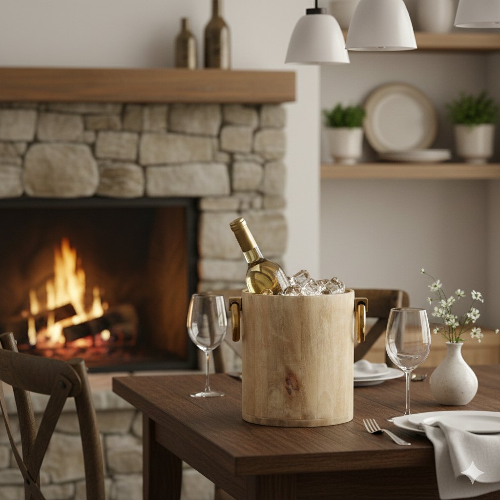 Champagne -emmer in wit goud metaalgoud 25x30x28cm
