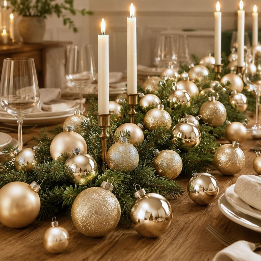 Glazen kerstballen Champagne – set van 26