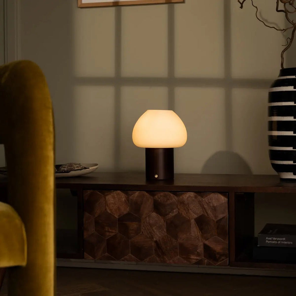 Fynn Donkerbruine Houten Oplaadbare Tafellamp