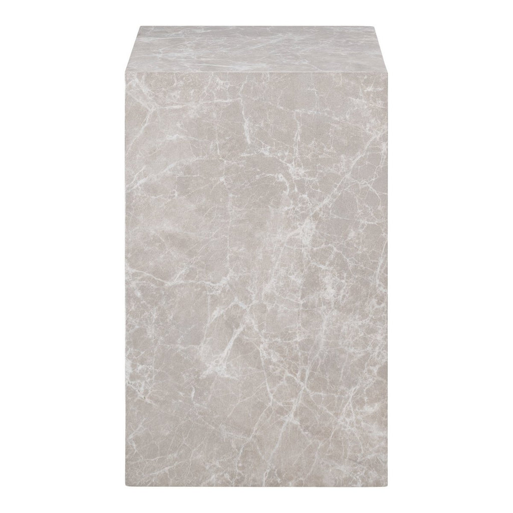 Prague bijzettafel in beige marmerlook, 30 × 30 × 50 cm