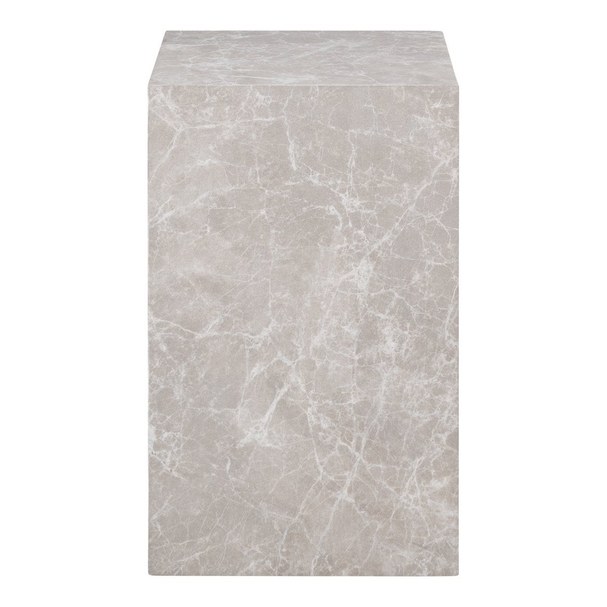 Prague bijzettafel in beige marmerlook, 30 × 30 × 50 cm