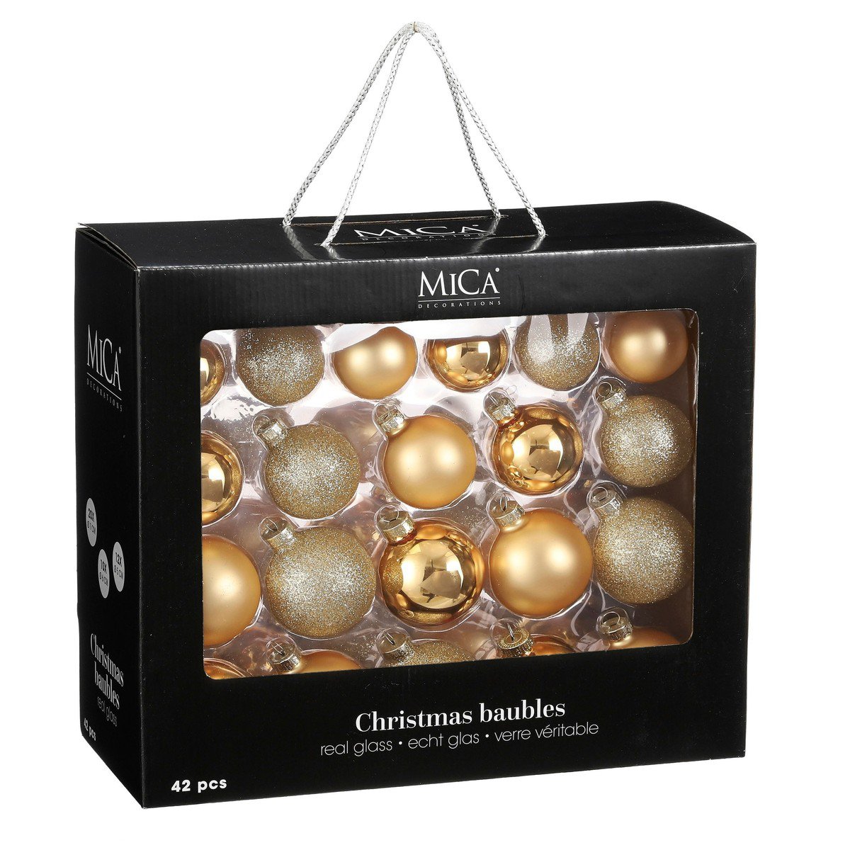 Glazen kerstballen Goud – set van 42