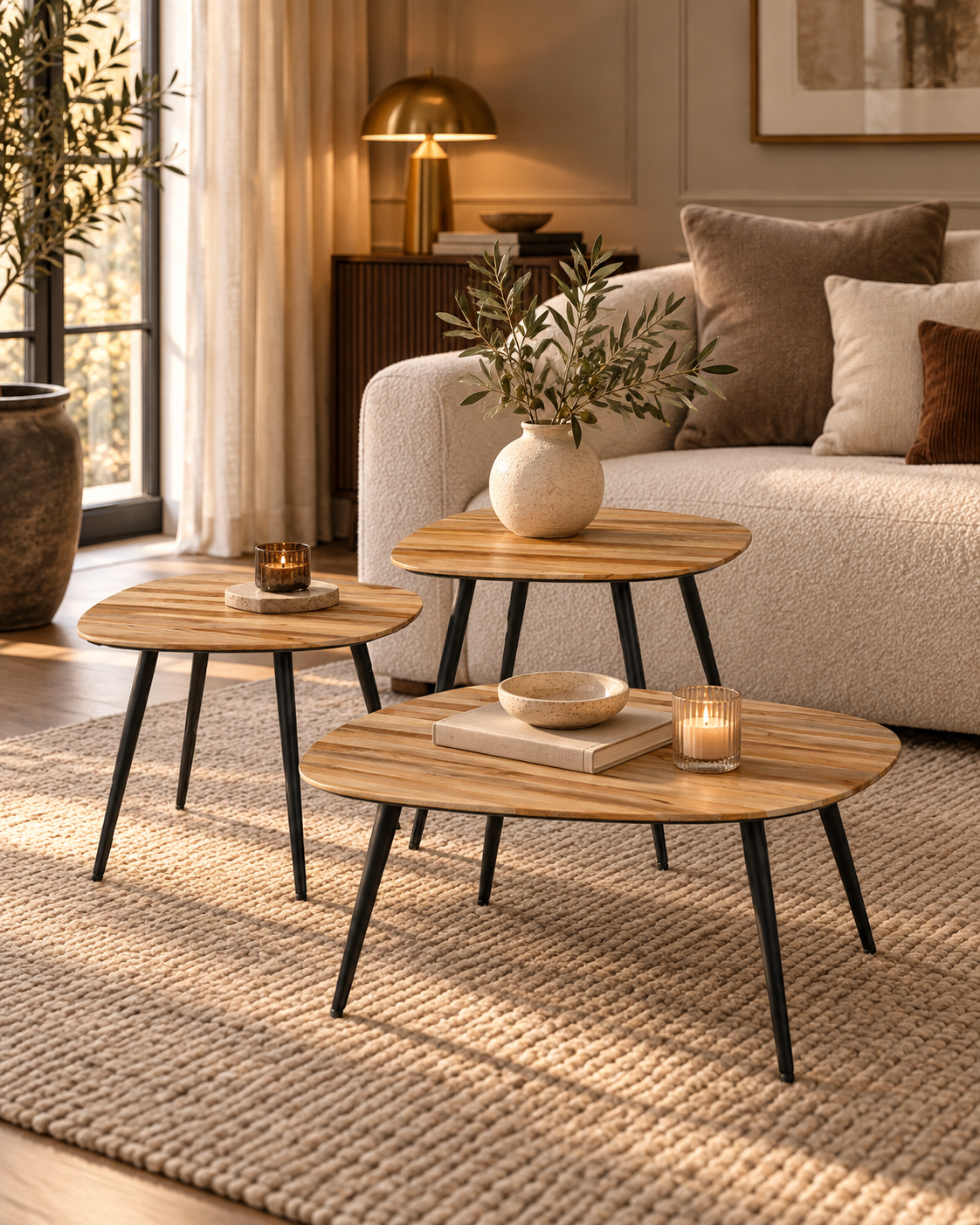 Bijzettafel Jailey Bruin – set van 3