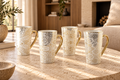 Keramische mokken met abstract goudpatroon – set van 4