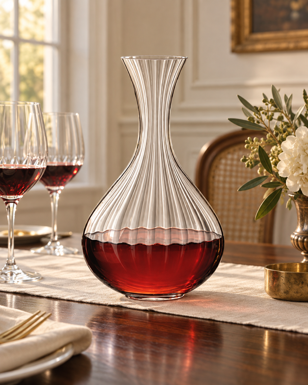 Kristallijnen wijnkaraf 1,5 liter – geribbeld glas