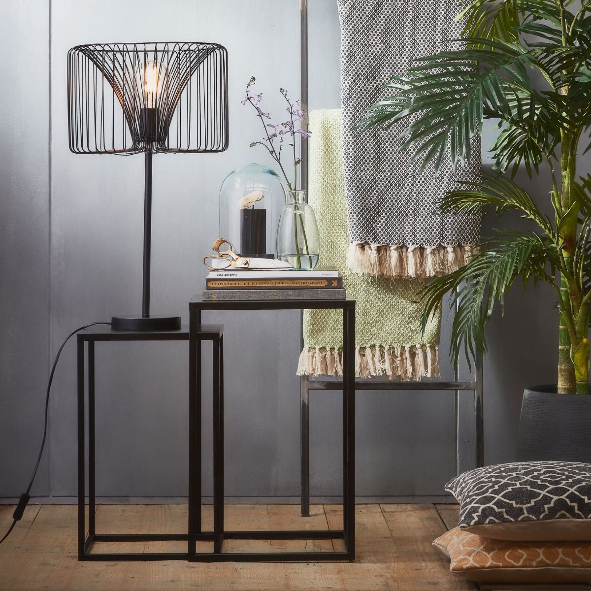 Bijzettafel Goa Zwart – L35 × B35 × H55 cm