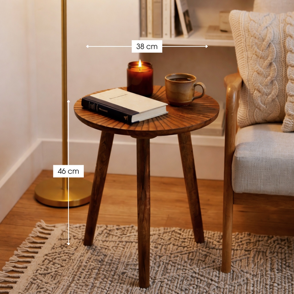 Bijzettafel Pomante Donkerbruin – H46 × Ø38 cm