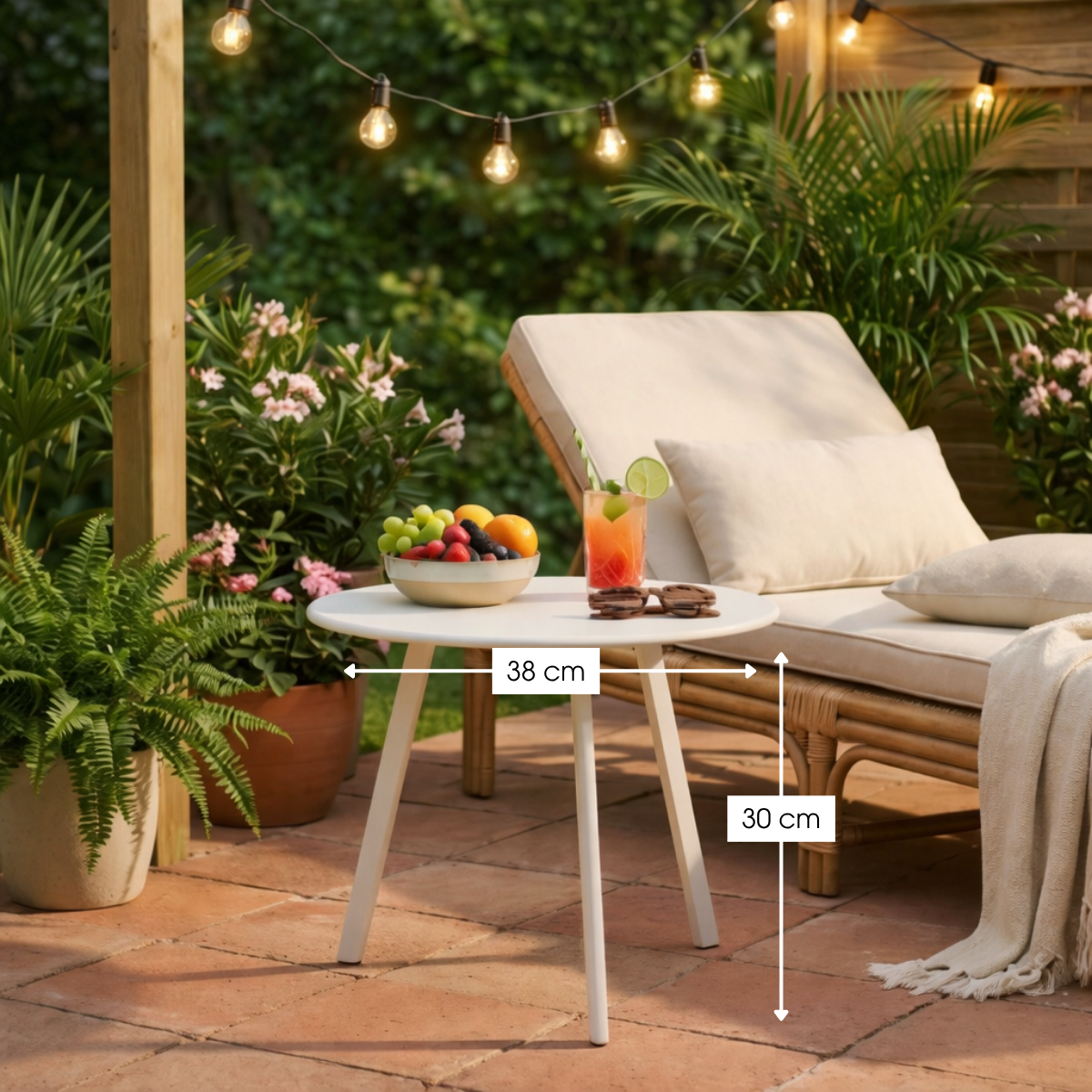 Bijzettafel Seattle Wit – Ø38 × H30 cm