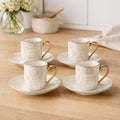 Teasy Cups met witte schotels Abstract - Set van 4