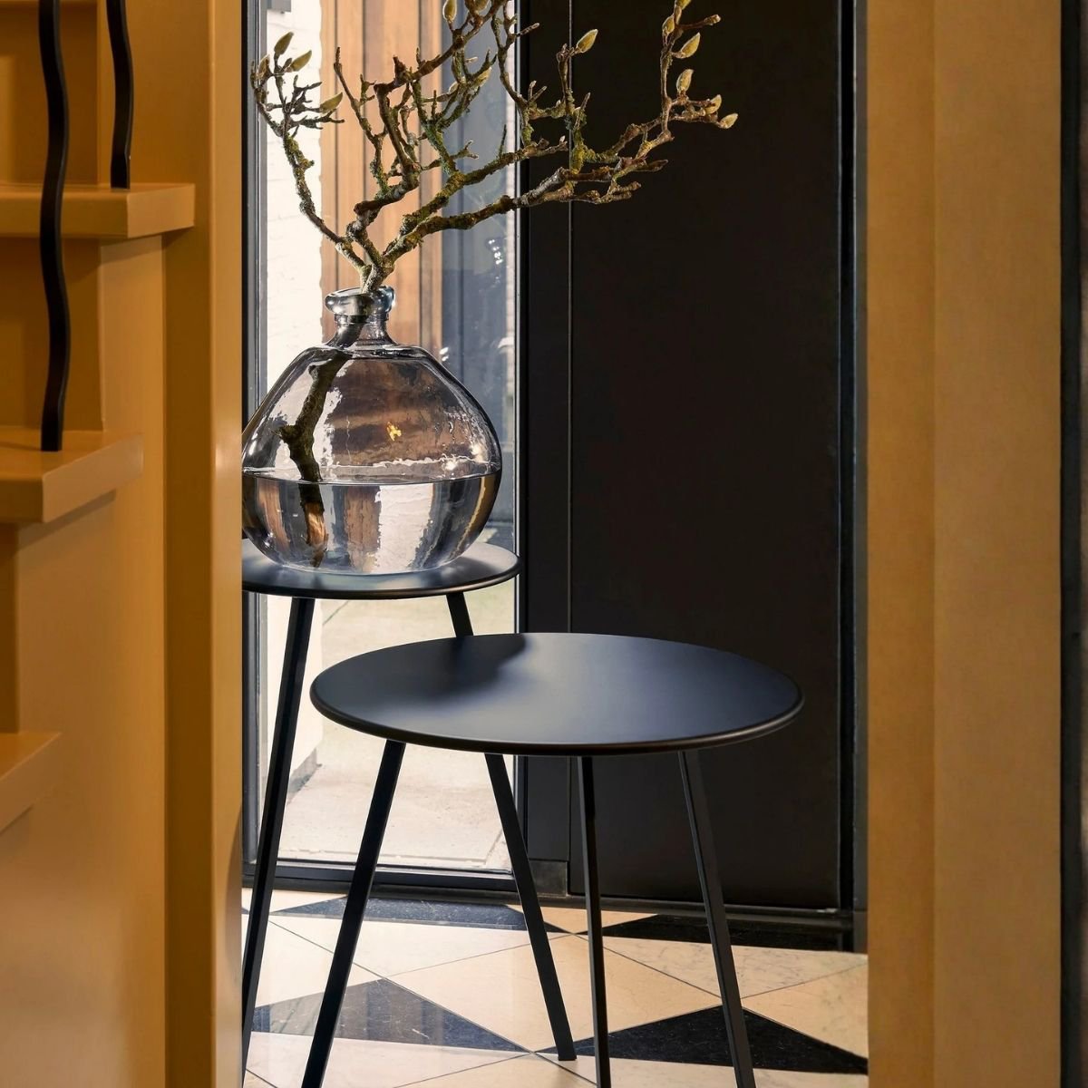 Bijzettafel Seattle Zwart – Ø38 × H45 cm