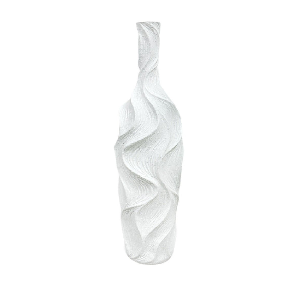 Mat witte vaas in polyresin 18x18x89cm
