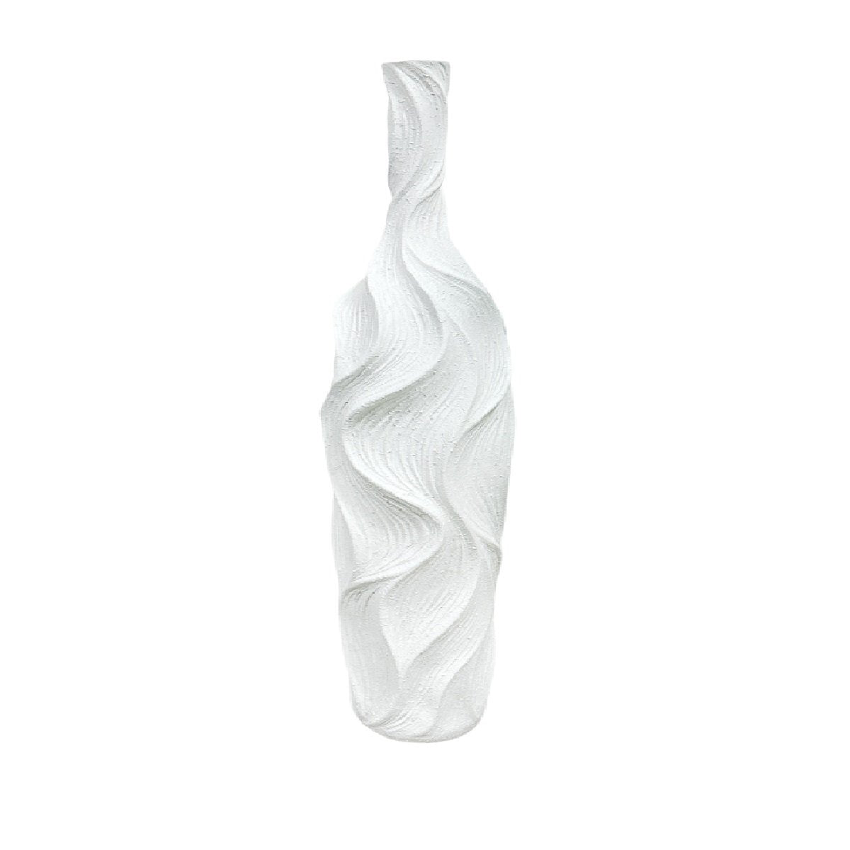 Mat witte vaas in polyresin 18x18x89cm