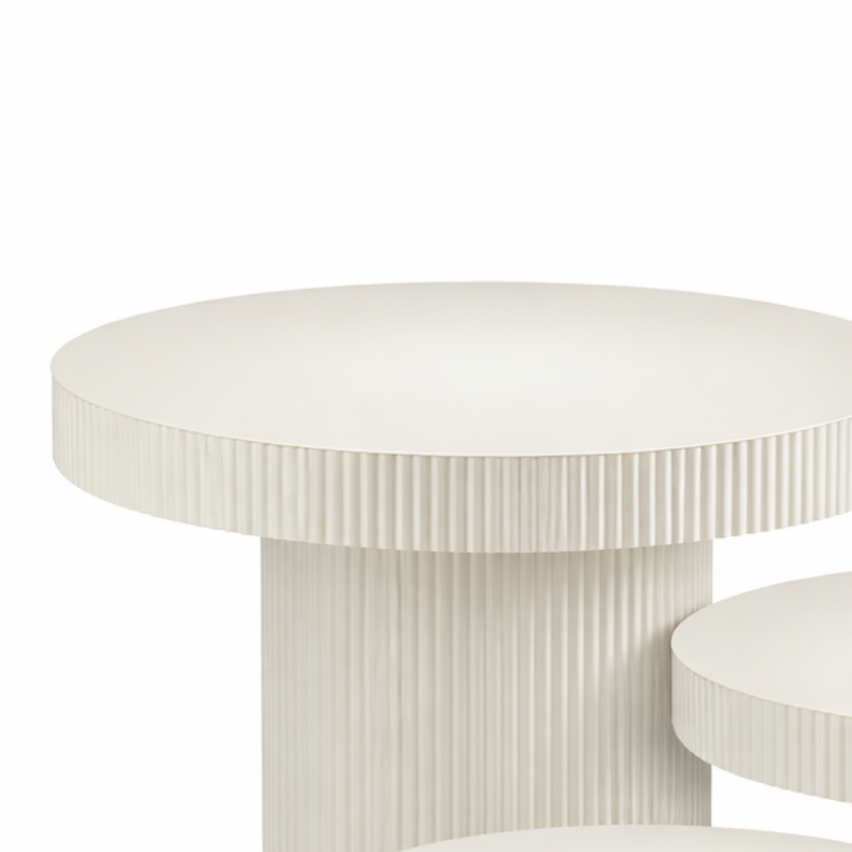 Bijzettafel Lux Gebroken wit – Rond (set van 3)